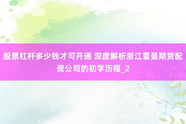 股票杠杆多少钱才可开通 深度解析浙江雷曼期货配资公司的初学历程_2