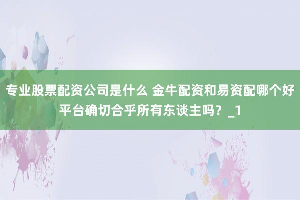 专业股票配资公司是什么 金牛配资和易资配哪个好平台确切合乎所有东谈主吗？_1