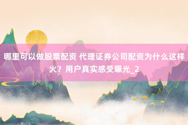哪里可以做股票配资 代理证券公司配资为什么这样火？用户真实感受曝光_2