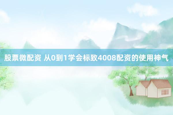 股票微配资 从0到1学会标致4008配资的使用神气