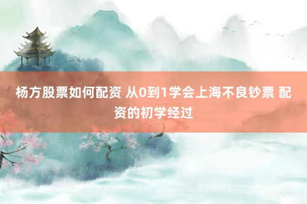 杨方股票如何配资 从0到1学会上海不良钞票 配资的初学经过
