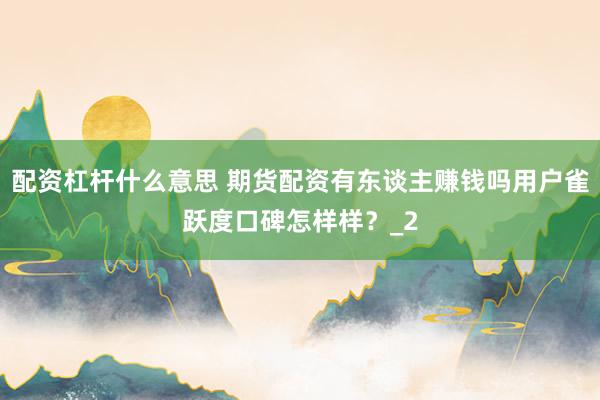 配资杠杆什么意思 期货配资有东谈主赚钱吗用户雀跃度口碑怎样样？_2