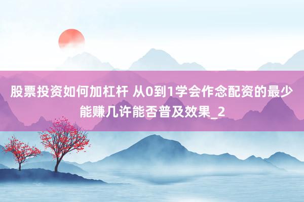 股票投资如何加杠杆 从0到1学会作念配资的最少能赚几许能否普及效果_2