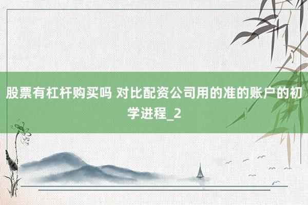 股票有杠杆购买吗 对比配资公司用的准的账户的初学进程_2