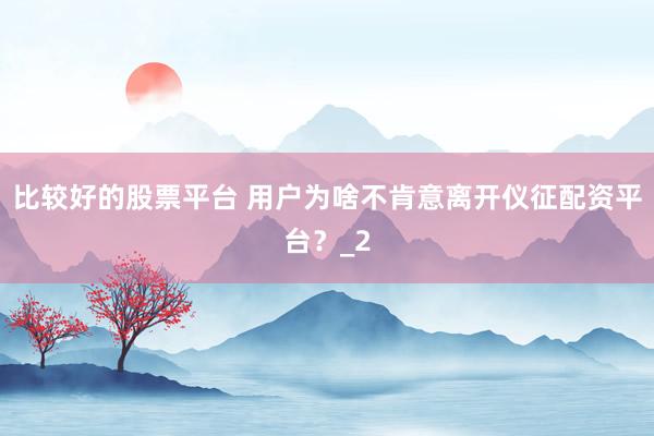 比较好的股票平台 用户为啥不肯意离开仪征配资平台？_2