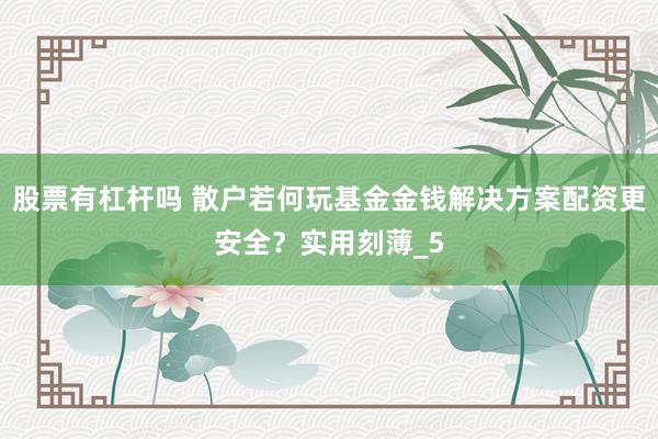 股票有杠杆吗 散户若何玩基金金钱解决方案配资更安全？实用刻薄_5