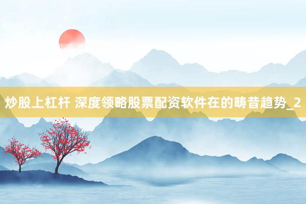 炒股上杠杆 深度领略股票配资软件在的畴昔趋势_2