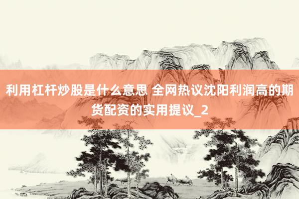 利用杠杆炒股是什么意思 全网热议沈阳利润高的期货配资的实用提议_2