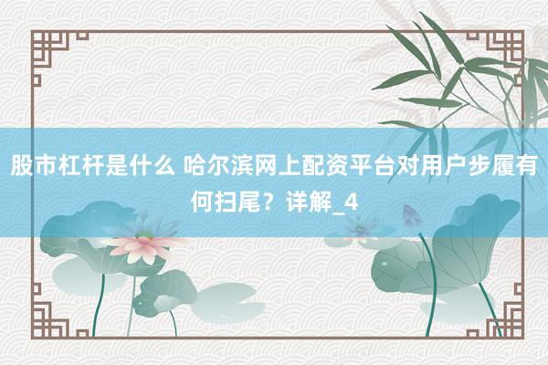 股市杠杆是什么 哈尔滨网上配资平台对用户步履有何扫尾？详解_4