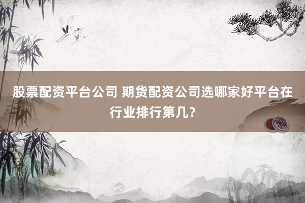 股票配资平台公司 期货配资公司选哪家好平台在行业排行第几？