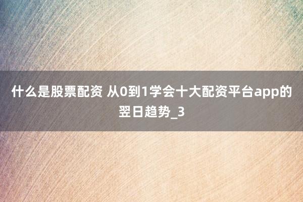 什么是股票配资 从0到1学会十大配资平台app的翌日趋势_3