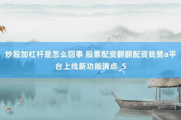 炒股加杠杆是怎么回事 股票配资翻翻配资我赞a平台上线新功能清点_5