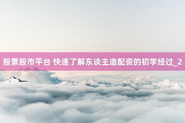 股票股市平台 快速了解东谈主造配资的初学经过_2