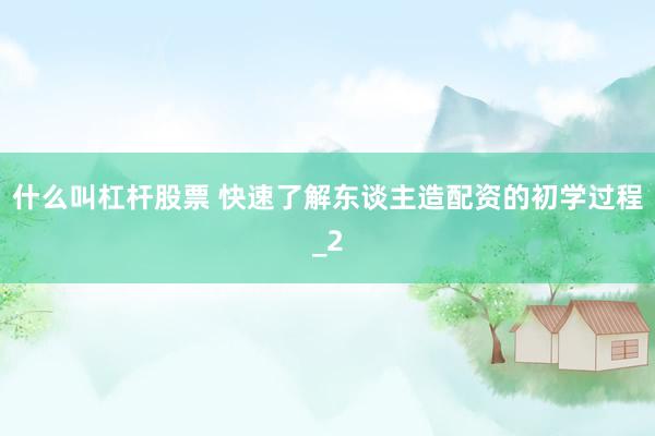 什么叫杠杆股票 快速了解东谈主造配资的初学过程_2