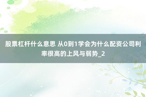 股票杠杆什么意思 从0到1学会为什么配资公司利率很高的上风与弱势_2
