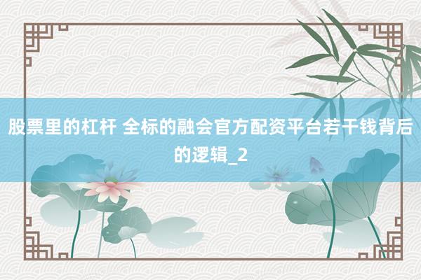 股票里的杠杆 全标的融会官方配资平台若干钱背后的逻辑_2