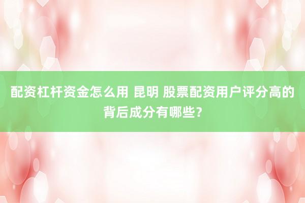 配资杠杆资金怎么用 昆明 股票配资用户评分高的背后成分有哪些？