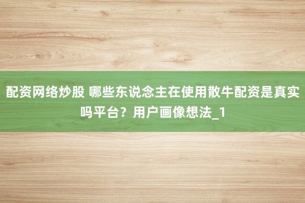 配资网络炒股 哪些东说念主在使用散牛配资是真实吗平台？用户画像想法_1