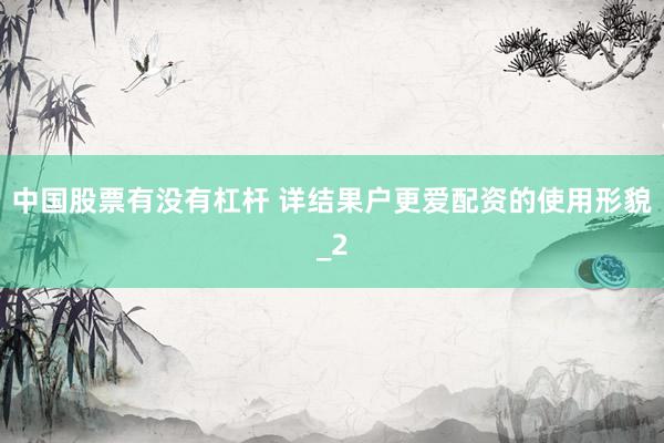 中国股票有没有杠杆 详结果户更爱配资的使用形貌_2
