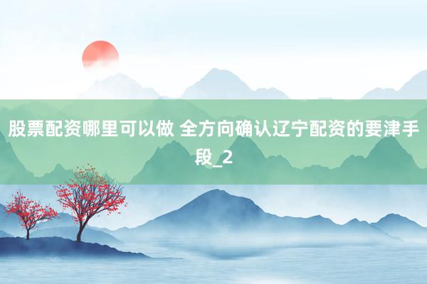 股票配资哪里可以做 全方向确认辽宁配资的要津手段_2