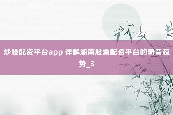 炒股配资平台app 详解湖南股票配资平台的畴昔趋势_3