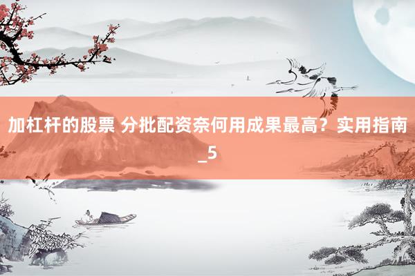 加杠杆的股票 分批配资奈何用成果最高？实用指南_5