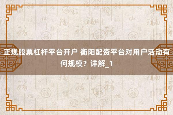 正规股票杠杆平台开户 衡阳配资平台对用户活动有何规模？详解_1
