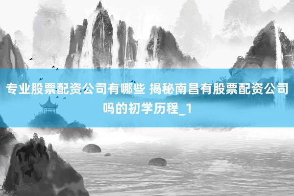 专业股票配资公司有哪些 揭秘南昌有股票配资公司吗的初学历程_1