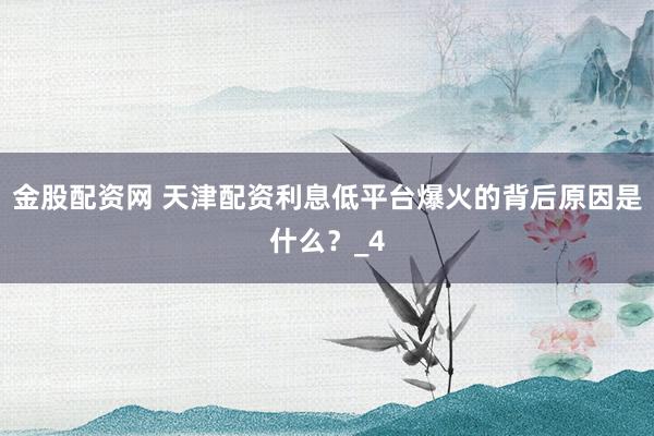 金股配资网 天津配资利息低平台爆火的背后原因是什么？_4