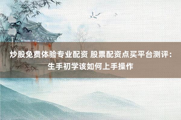炒股免费体验专业配资 股票配资点买平台测评：生手初学该如何上手操作