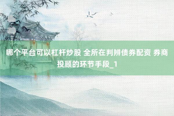 哪个平台可以杠杆炒股 全所在判辨债券配资 券商投顾的环节手段_1