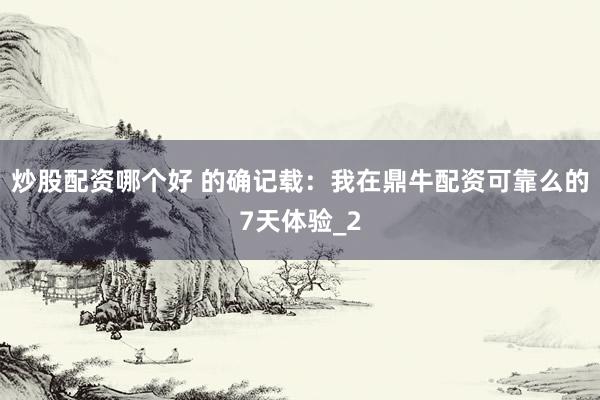 炒股配资哪个好 的确记载：我在鼎牛配资可靠么的7天体验_2