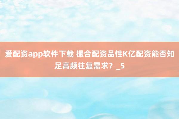 爱配资app软件下载 撮合配资品性K亿配资能否知足高频往复需求？_5