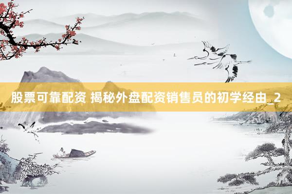 股票可靠配资 揭秘外盘配资销售员的初学经由_2