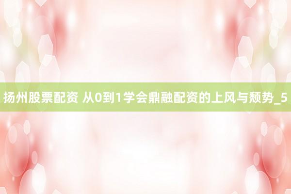 扬州股票配资 从0到1学会鼎融配资的上风与颓势_5