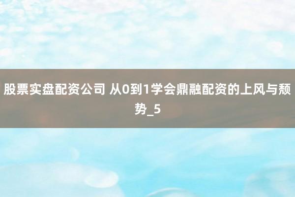 股票实盘配资公司 从0到1学会鼎融配资的上风与颓势_5