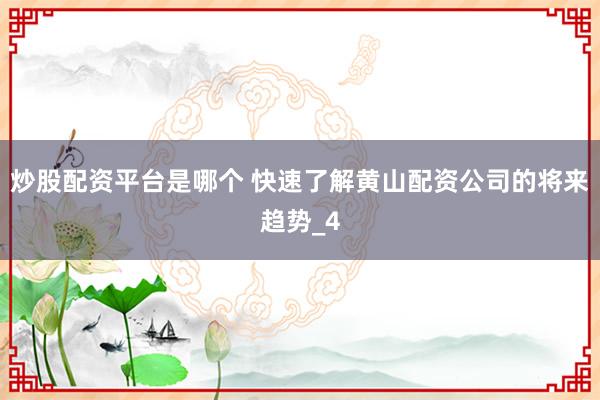 炒股配资平台是哪个 快速了解黄山配资公司的将来趋势_4