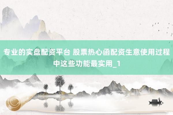 专业的实盘配资平台 股票热心函配资生意使用过程中这些功能最实用_1