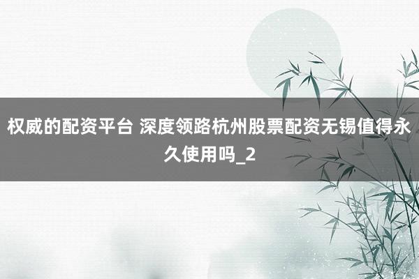 权威的配资平台 深度领路杭州股票配资无锡值得永久使用吗_2
