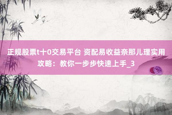 正规股票t十0交易平台 资配易收益奈那儿理实用攻略：教你一步步快速上手_3