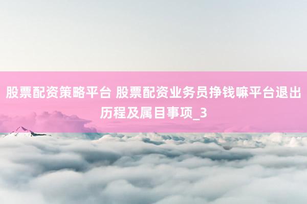 股票配资策略平台 股票配资业务员挣钱嘛平台退出历程及属目事项_3